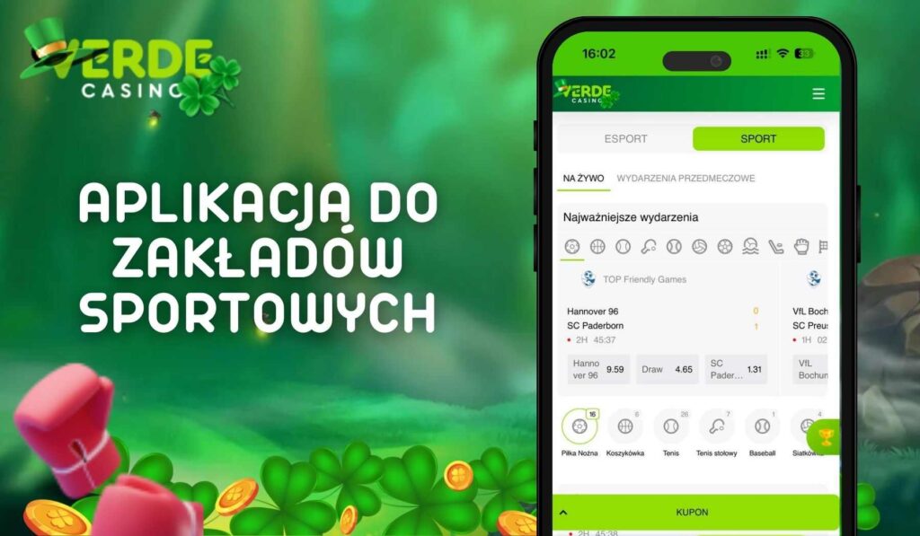 Aplikacja do zakładów sportowych Verde Casino w Polsce