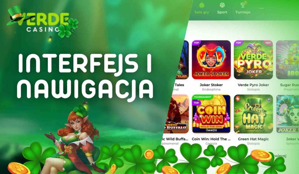 Interfejs i nawigacja strony internetowej Verde Casino w Polsce