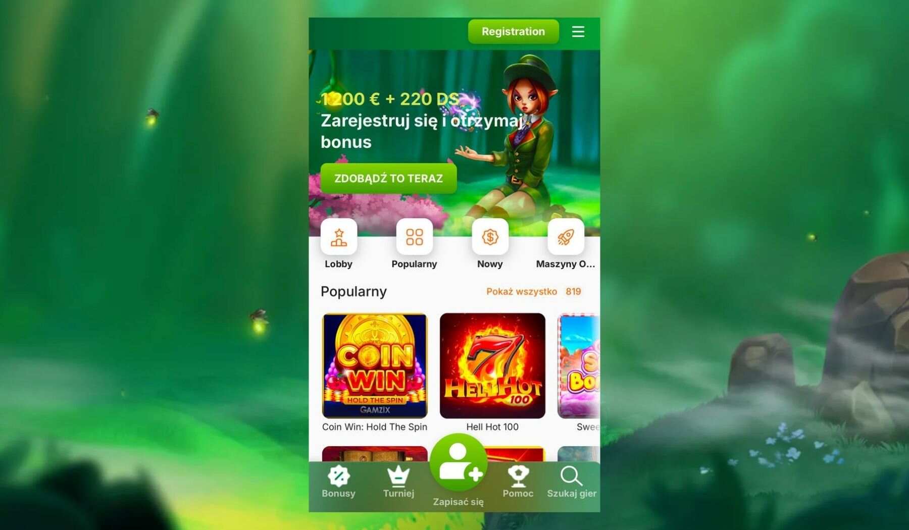 Otwórz stronę powitalną Verde Casino w Polsce