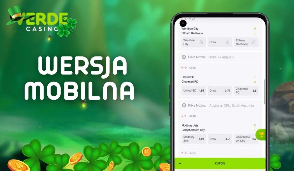 Wersja mobilna strony internetowej Verde Casino w Polsce